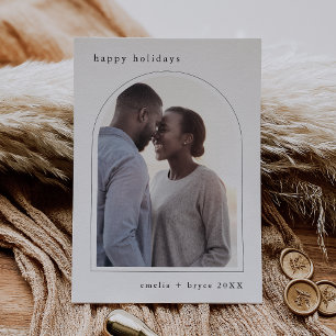 Cartes Pour Fêtes Annuelles EMELIA Black Happy Holidays Cute Family Photo