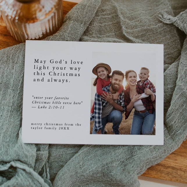 Cartes Pour Fêtes Annuelles EMELIA Black Photo Facile Simple Noël Religieux (EMELIA Black Photo Easy Simple Religious Christmas Holiday Card)