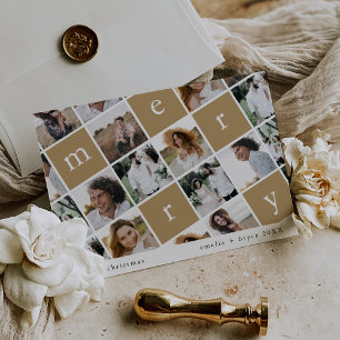 Cartes Pour Fêtes Annuelles EMELIA Gold Famille Moderne Multi Photo Noël