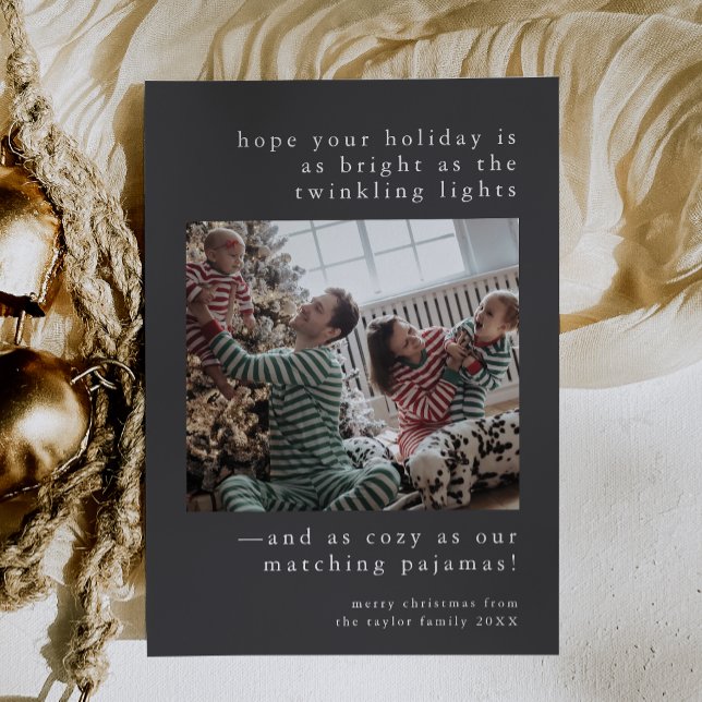 Cartes Pour Fêtes Annuelles EMELIA Grey Cute Famille Photo Drôle Noël (EMELIA Gray Cute Family Photo Funny Christmas Holiday Card)