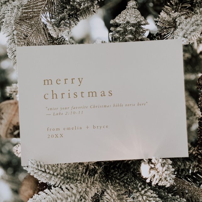 Cartes Pour Fêtes Annuelles EMELIA Or Easy Bible Verse Noël religieux (EMELIA Gold Easy Bible Verse Religious Christmas Holiday Card)
