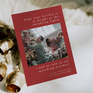 Cartes Pour Fêtes Annuelles EMELIA Red Cute Famille Photo Funky Noël
