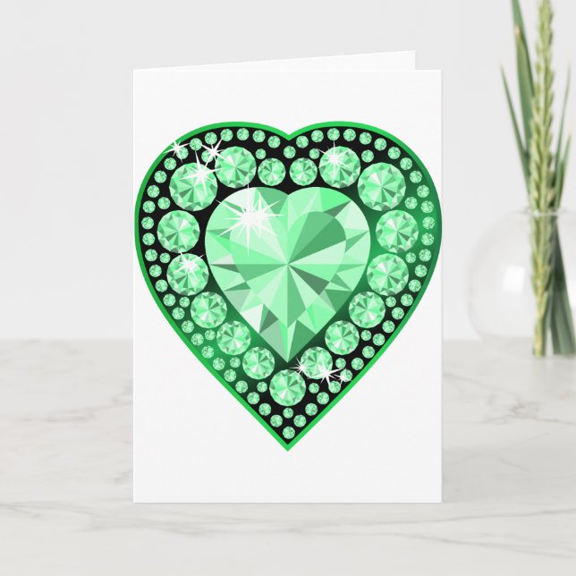 Cartes Pour Fêtes Annuelles Emerald Gem Heart (Devant)