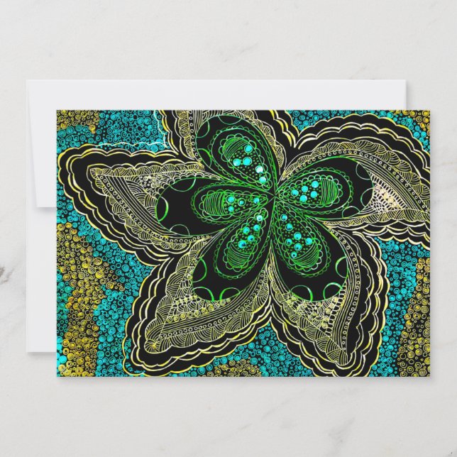 Cartes Pour Fêtes Annuelles Emerald Teal Mandala Flower Flat Holiday Card (Devant)