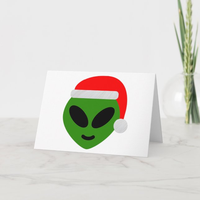 Cartes Pour Fêtes Annuelles emoji alien père Noël vert (Devant)