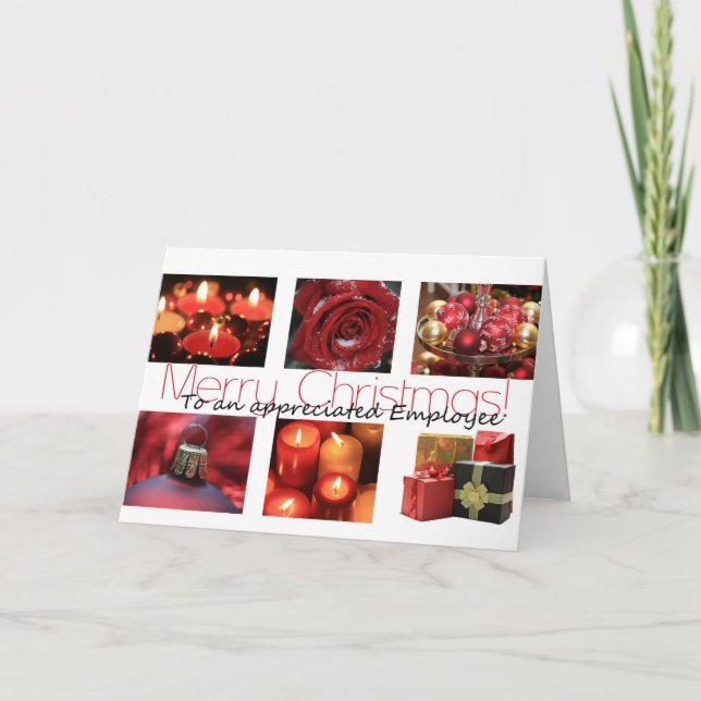 Cartes Pour Fêtes Annuelles Employé Noël rouge, noir et blanc hiver (Devant)