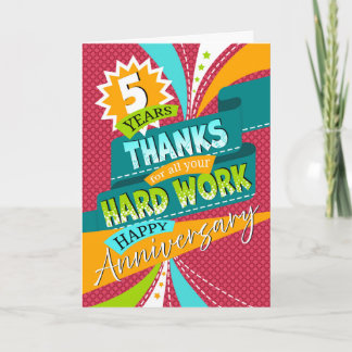 Cartes Pour Fêtes Annuelles Employee 5th Anniversary Fun and Colorful