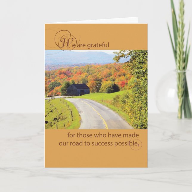 Cartes Pour Fêtes Annuelles Employés Thanksgiving Road Business (Devant)