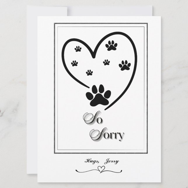 Cartes Pour Fêtes Annuelles Empreintes de pattes Coeur Design (Devant)
