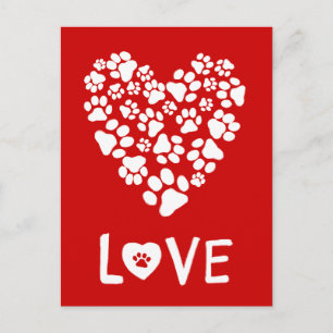 Cartes Pour Fêtes Annuelles Empreintes de pattes de chien Valentine Love Heart