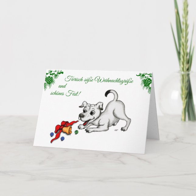 Cartes Pour Fêtes Annuelles en allemand, Noël avec Chipe Cloche et Ball (Devant)