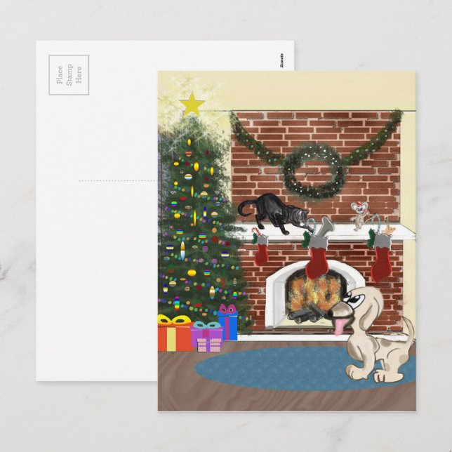 Cartes Pour Fêtes Annuelles En attente de Père Noël Postcard (Devant / Derrière)