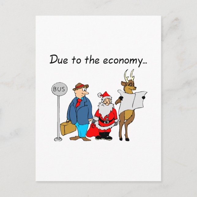Cartes Pour Fêtes Annuelles En Raison De L'Économie Père Noël (Devant)