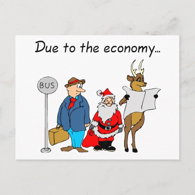 Cartes Pour Fêtes Annuelles En Raison De L'Économie Père Noël (Devant)