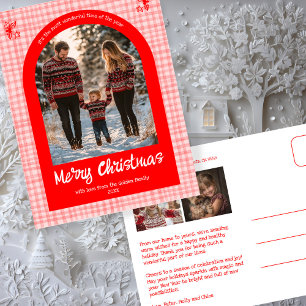 Cartes Pour Fêtes Annuelles en vichy rose rouge Noël Custom Arche 3 Photo