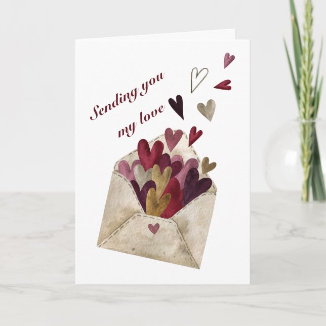 Cartes Pour Fêtes Annuelles En vous envoyant mon amour Joyuse Saint-Valentin (Devant)