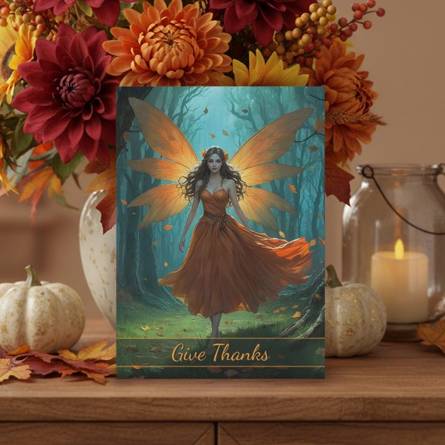 Cartes Pour Fêtes Annuelles Enchanted Fairy Thanksgiving Salutation d'automne (Créateur téléchargé)