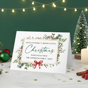 Cartes Pour Fêtes Annuelles Encre de calligraphie à l'aquarelle Vert Ruban rou