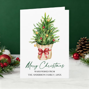 Cartes Pour Fêtes Annuelles Encre de calligraphie pin aquarelle Noël rouge rub