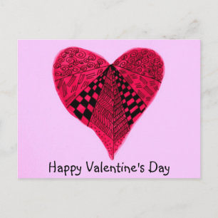 Cartes Pour Fêtes Annuelles Encre rouge main tiré Valentine Heart