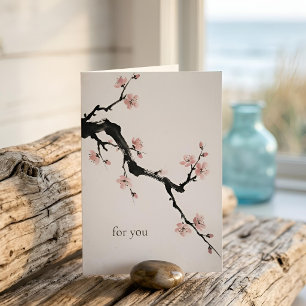 Cartes Pour Fêtes Annuelles Encre Sumi-E Fleur de Cerisier Douce Fête des