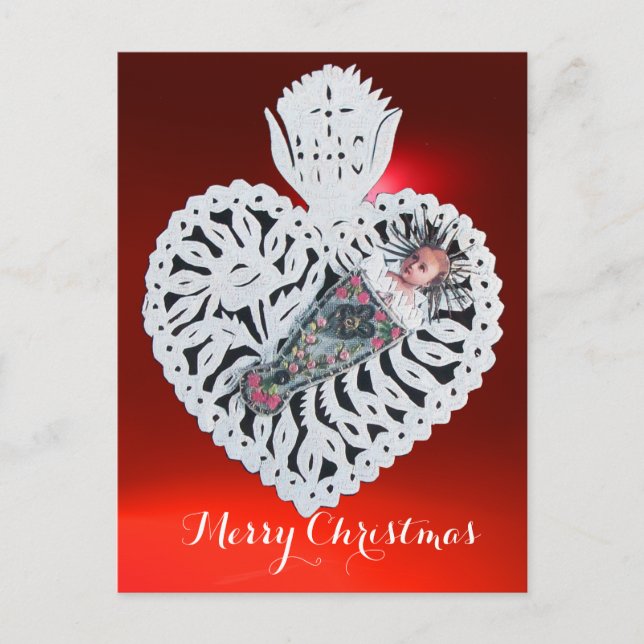 Cartes Pour Fêtes Annuelles Enfant Jésus, Antique Noël Papier Cardiaque Carvin (Devant)