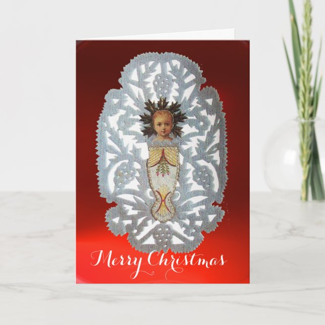 Cartes Pour Fêtes Annuelles Enfant Jésus, Antique Papier de Noël Carture (Devant)