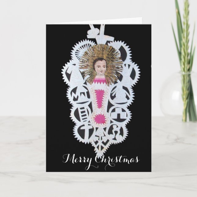 Cartes Pour Fêtes Annuelles Enfant Jésus, Antique Papier de Noël Carture (Devant)