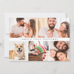 Cartes Pour Fêtes Annuelles Enfant moderne First Christmas Custom Photo collag
