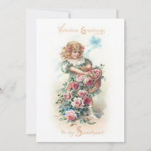 Cartes Pour Fêtes Annuelles Enfant Valentin vintage aux roses roses roses