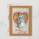 Cartes Pour Fêtes Annuelles Enfant vintage avec coeur Saint Valentin (Devant / Derrière)