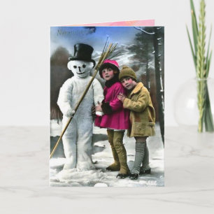 Cartes Pour Fêtes Annuelles Enfants Avec Snowman