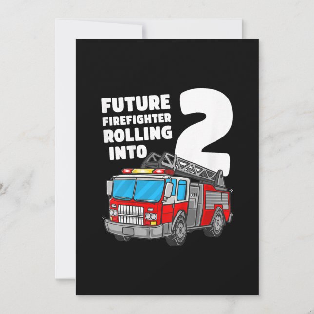 Cartes Pour Fêtes Annuelles Enfants Camion d'incendie 2e anniversaire 2 Garçon (Devant)