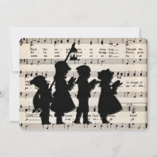 Cartes Pour Fêtes Annuelles Enfants Caroleurs Avec Musique De Noël