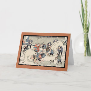 Cartes Pour Fêtes Annuelles Enfants chinois dans la neige