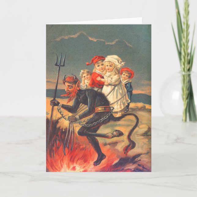 Cartes Pour Fêtes Annuelles Enfants de kidnapping de Krampus (Devant)