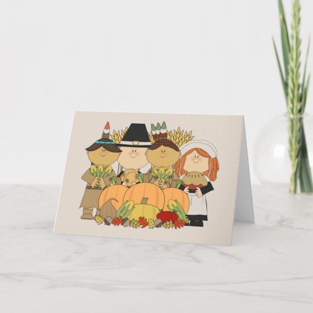 Cartes Pour Fêtes Annuelles Enfants de la journée Thanksgiving Animée (Devant)