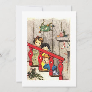 Cartes Pour Fêtes Annuelles Enfants de Noël Vintage en attente de Père Noël