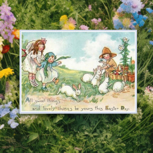 Cartes Pour Fêtes Annuelles Enfants de Pâques vintages et lapins de Pâques