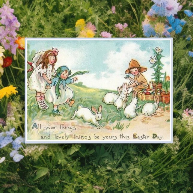 Cartes Pour Fêtes Annuelles Enfants de Pâques vintages et lapins de Pâques (Créateur téléchargé)