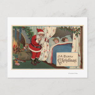 Cartes Pour Fêtes Annuelles Enfants de Santa Observing
