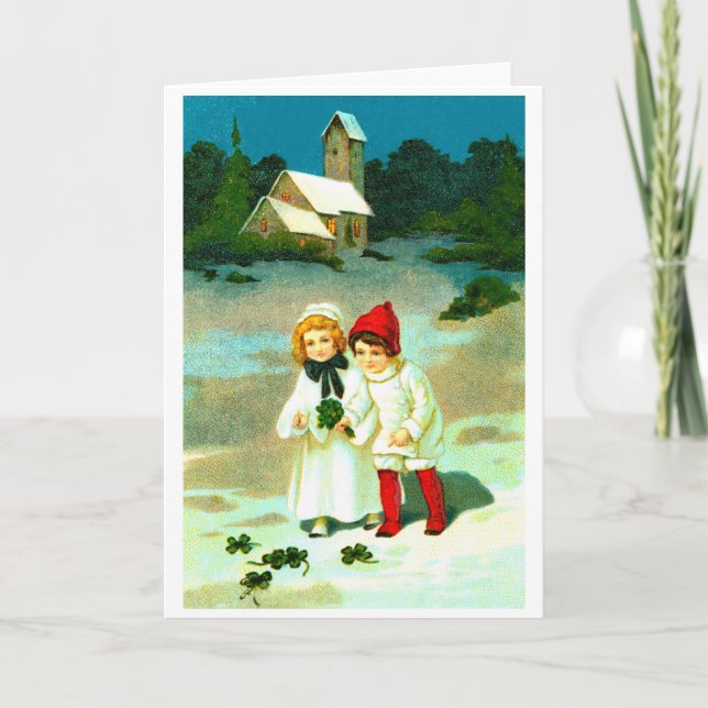 Cartes Pour Fêtes Annuelles Enfants et trèfle (Devant)
