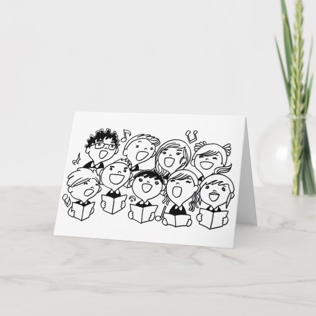 Cartes Pour Fêtes Annuelles Enfants heureusement chanteurs (Devant)