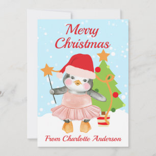 Cartes Pour Fêtes Annuelles Enfants Joyeux Penguin de Noël Ballerina Apparteme