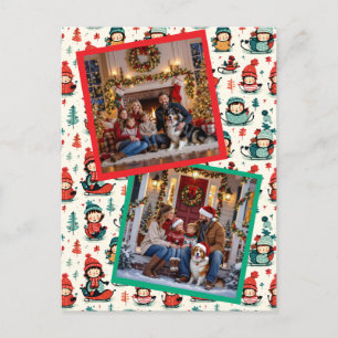 Cartes Pour Fêtes Annuelles Enfants mignons Dormir deux photos Noël