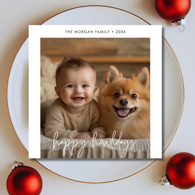 Cartes Pour Fêtes Annuelles Enfants Photo Avec Chien Animal De Compagnie Joyeu (Créateur téléchargé)