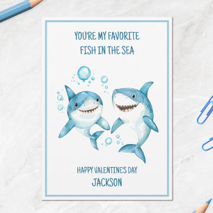 Cartes Pour Fêtes Annuelles Enfants requin Heureuse Sainte-Valentin de classe