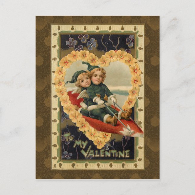 Cartes Pour Fêtes Annuelles Enfants Valentine vintage (Devant)