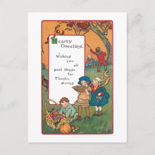 Cartes Pour Fêtes Annuelles Enfants vintages de récolte et vers de