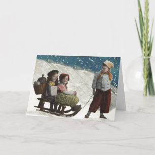 Cartes Pour Fêtes Annuelles Enfants vintages Dormir Noël hiver